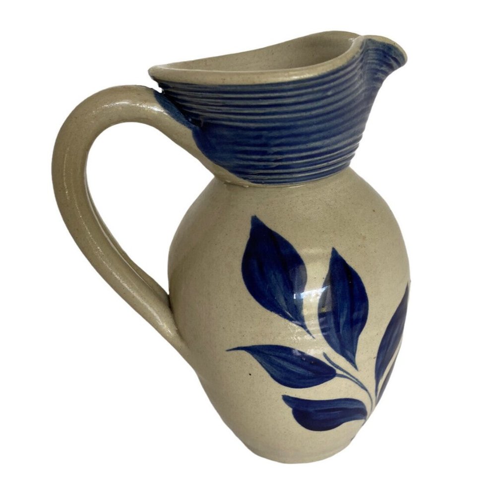 Williamsburg Pottery  Hand Turned Salt Glazed Pitcher, Creamer,  Vase, 7” Tall